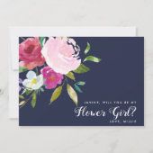 Invitation Bold Floral Serez-Vous Ma Proposition Flower Girl (Devant)