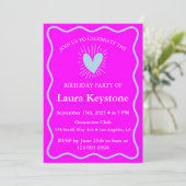Invitation Bold Fuchsia & Light Blue Anniversaire (Debout devant)