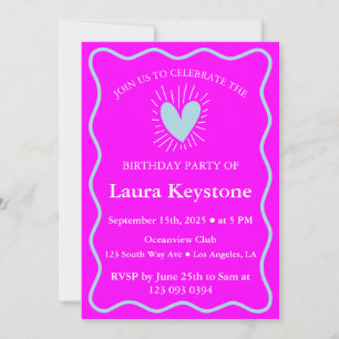 Invitation Bold Fuchsia & Light Blue Anniversaire