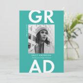 Invitation Bold Grad Turquoise Photo Party Graduation (Debout devant)