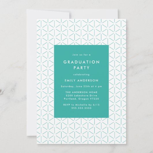 Invitation Bold Grad Turquoise Photo Party Graduation (Dos)