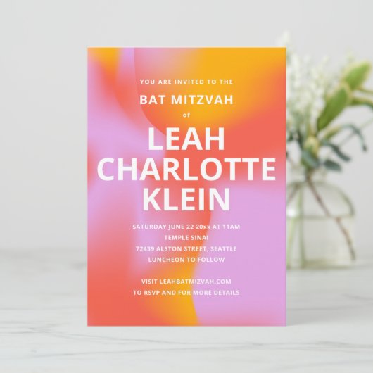 Invitation Bold Gradient Lavande Orange Cool Bar Mitzvah (Debout devant)