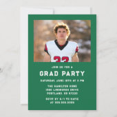 Invitation Bold Green Stripes Athletic Photo Graduation Party (Dos)