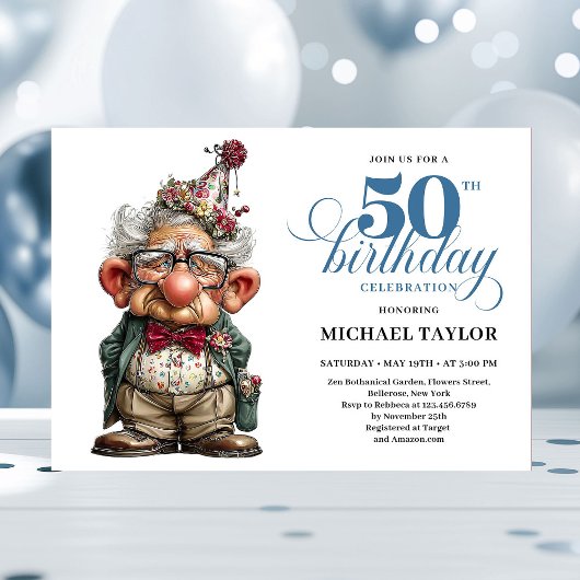 Invitation Bold Humor Man 50 Year Birthday Party Invite