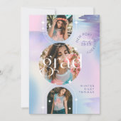 Invitation Bold Iridescent Watercolor Photo Grad Announcement (Devant)