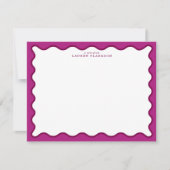 Invitation Bold Magenta & Berry Pink Wavy Note Card (Devant)