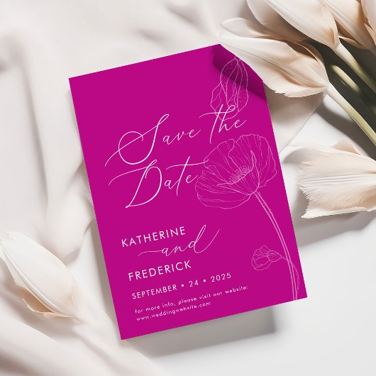 Invitation Bold Magenta Elegant Fleurs sauvages Enregistrer l
