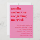 Invitation Bold Minimalist Pink Red Retro Wedding Website (Devant)