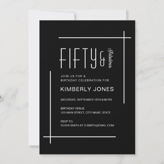 Invitation Bold Modern Fifty & Fabulous 50th Birthday Party (Devant)