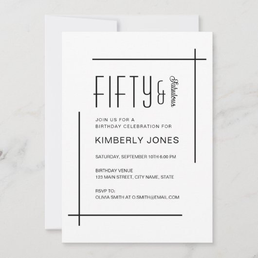 Invitation Bold Modern Fifty & Fabulous 50th Birthday Party (Devant)