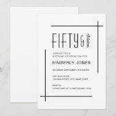 Invitation Bold Modern Fifty & Fabulous 50th Birthday Party (Devant / Derrière)