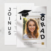Invitation Bold Modern GRAD Typography Gold Photo Graduation (Devant / Derrière)