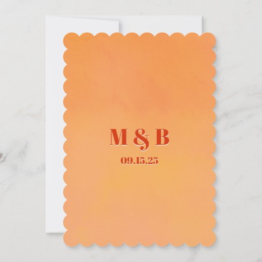 Invitation Bold Modern Orange Sunset Monogram Wedding (Dos)