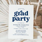 Invitation Bold Navy Blue Typography Graduation Party