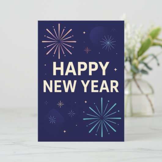 Invitation Bold Navy Gold 2026 Celebration Fireworks (Debout devant)