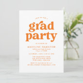Invitation Bold Orange Typography Graduation Party (Debout devant)