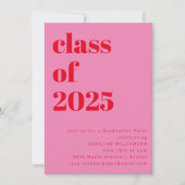 Invitation Bold Pink and Red 2025 Photo Graduation Party (Devant)