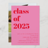 Invitation Bold Pink and Red 2025 Photo Graduation Party (Devant / Derrière)
