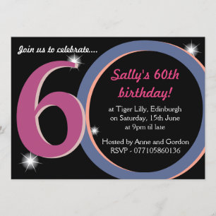 Invitation Bold Pink & Blue Soixantième anniversaire