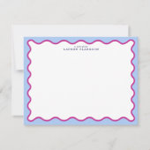 Invitation Bold Pink & Blue Striped Wavy Frame Note Card (Devant)