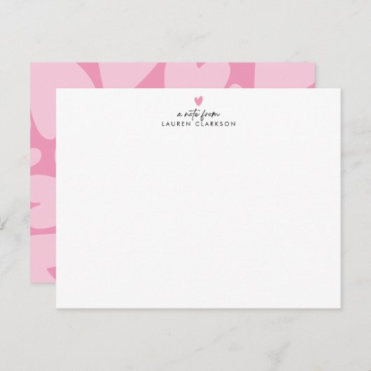 Invitation Bold Pink Hearts Note Card (Devant / Derrière)