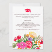 Invitation Bold Pink Orange Boho Floral 2-Photo Graduation (Dos)