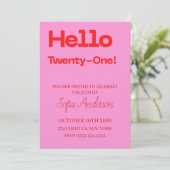 Invitation Bold Pink Red 21st Birthday Invite (Debout devant)