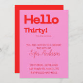 Invitation Bold Pink Red 30th Birthday Invite (Devant / Derrière)