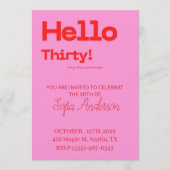 Invitation Bold Pink Red 30th Birthday Invite (Devant)