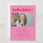 Invitation Bold Pink Red Modern 30th Photo Birthday Party (Devant)