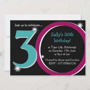 Invitation Bold Pink & Turquoise Trentième anniversaire