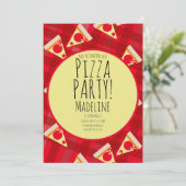 Invitation Bold Pizza Anniversaire Restaurant de fête Invitat (Debout devant)