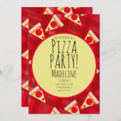 Invitation Bold Pizza Anniversaire Restaurant de fête Invitat (Devant / Derrière)