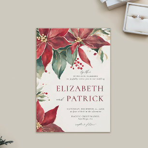 Invitation Bold Poinsettia Élégant Noël Mariage d'hiver