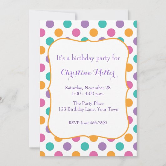 Invitation Bold Polka Dots (Devant)