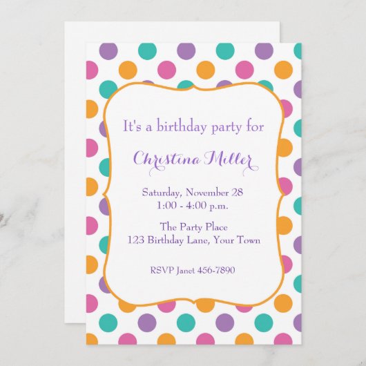 Invitation Bold Polka Dots (Devant / Derrière)