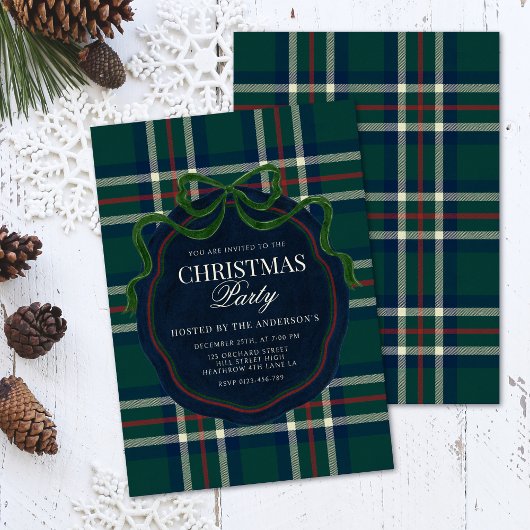 Invitation Bold Preppy Plaid Christmas Heritage Party