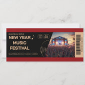 Invitation Bold Red & Black New Year Music Festival Concert T (Devant)