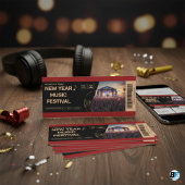 Invitation Bold Red & Black New Year Music Festival Concert T