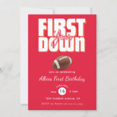 Invitation Bold Red Football First Birthday Party Invite (Devant)