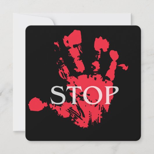 Invitation Bold Red Handprint "STOP" Warning Symbol – Activis (Devant)