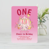 Invitation Bold Red Pink Circus 1er anniversaire (Debout devant)