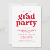 Invitation Bold Red Typography Graduation Party (Devant)