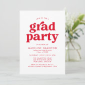 Invitation Bold Red Typography Graduation Party (Debout devant)
