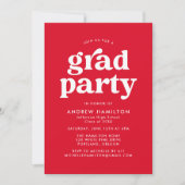 Invitation Bold Red Typography Photo Graduation Party (Devant)