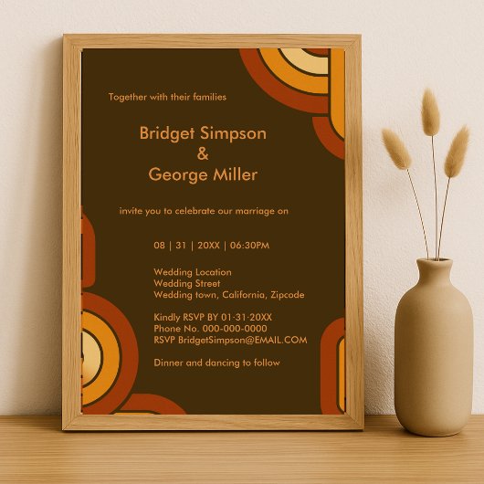 Invitation Bold Retro Mariage des années 1970