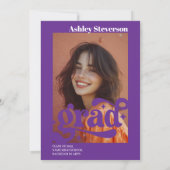 Invitation Bold Retro Purple Super 2 photos Graduation Party (Dos)