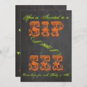 Invitation BOLD Safety Orange Chalkboard Sip & See Baby Showe (Devant / Derrière)