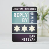 Invitation Bold Star of David Bar Mitzvah RSVP Réponse (Debout devant)