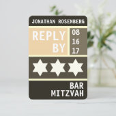 Invitation Bold Star of David Bar Mitzvah RSVP Réponse (Debout devant)
